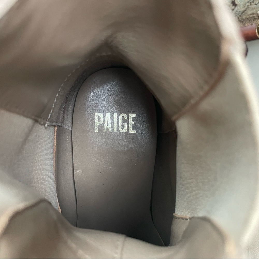 Paige Light Brown Suede Leather Chelsea Heeled Ankle Boots Size 7 - Picture 6 of 12